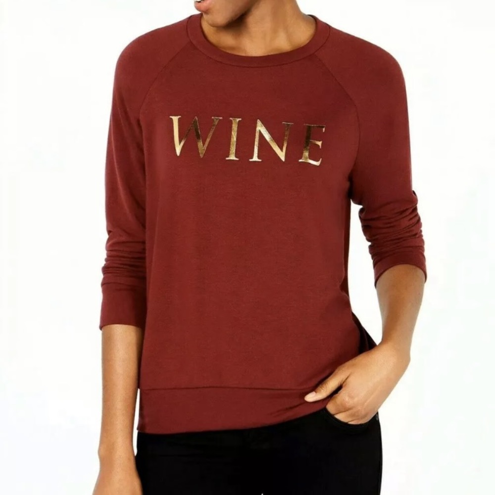 Carbon Copy Metallic Wine-Graphic Sweatshirt